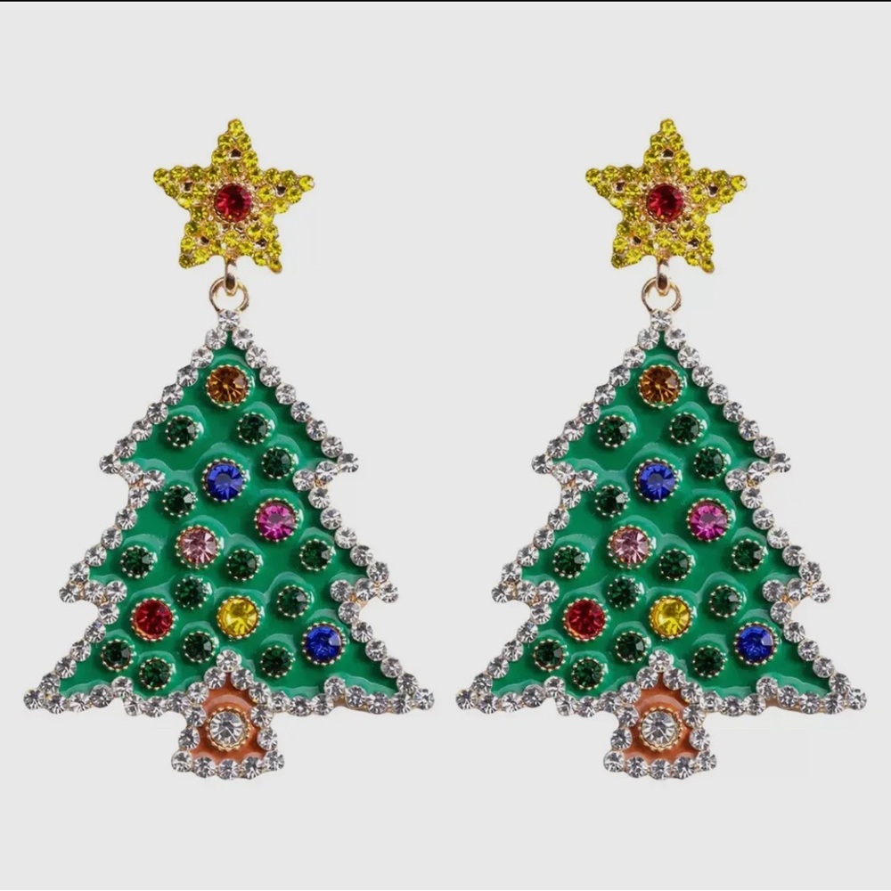 Elle Jeweled Christmas Tree Earrings